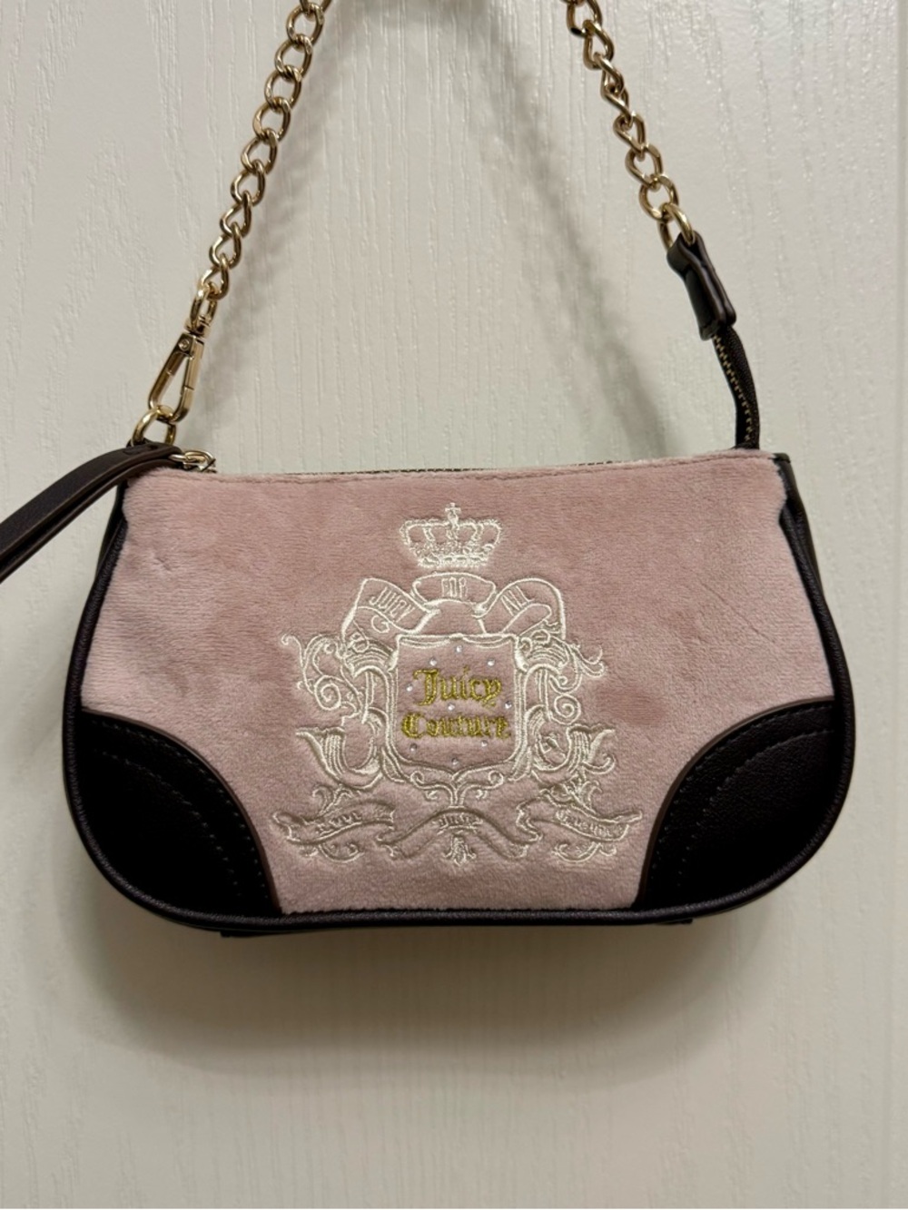 Juicy Couture Dusty Blush Pink & Chocolate Brown Wristlet